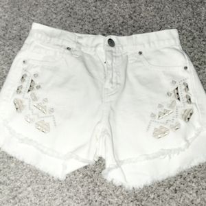 FREE PEOPLE white and gold shorts. Size 25